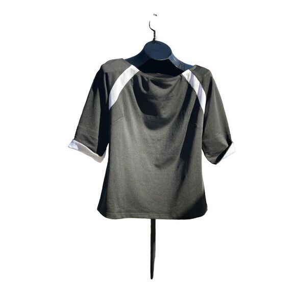Gretchen Scott Black White Boat Neckline Contemporary Blouse Size M - Picture 1 of 5